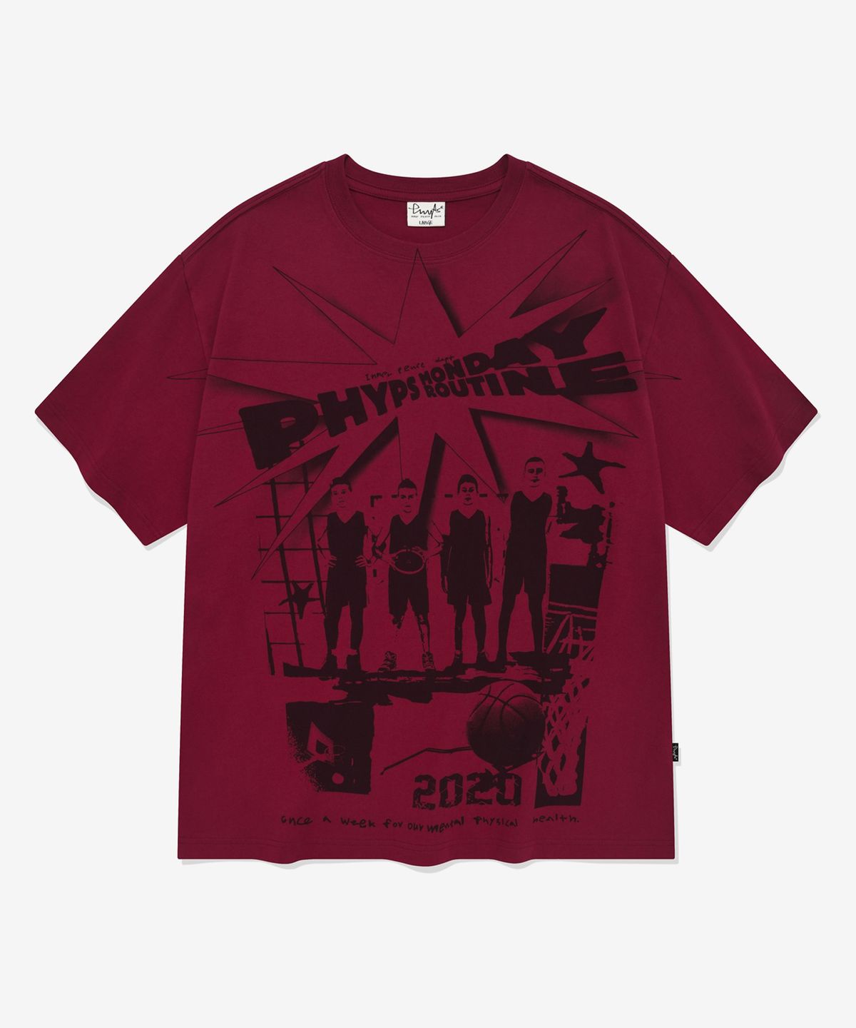 피지컬 디파트먼트(PHYSICAL DEPARTMENT) 카툰 베스킷볼 반팔티셔츠 핑크 레드