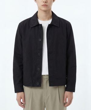 코튼 스트링 카라 자켓 (블랙)