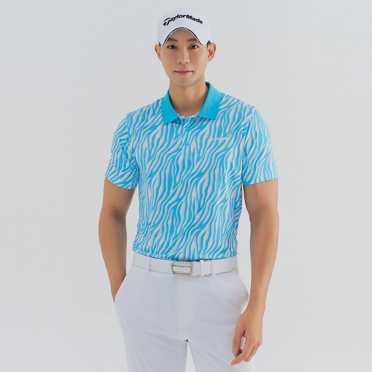 테일러메이드 어패럴(TAYLORMADE APPAREL) 남성 웨이브 패턴 카라 반팔 티셔츠 TTN-21HG51-940
