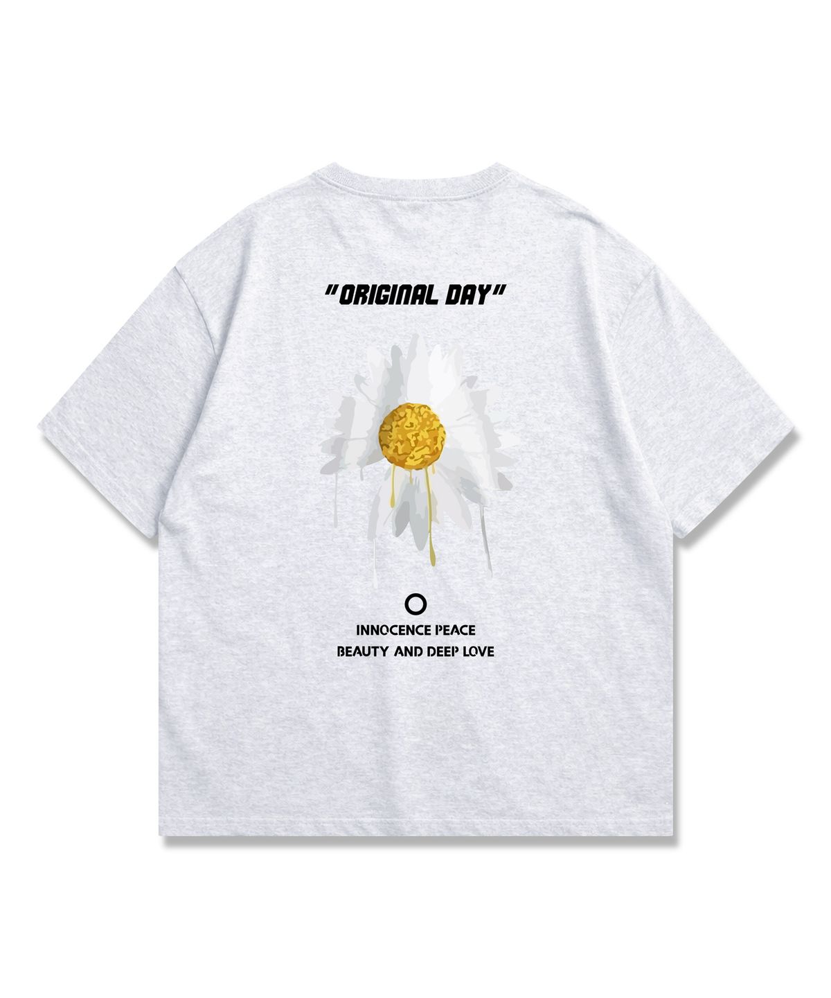 오리지널데이(ORIGINALDAY) 드로잉 플라워 그래픽 반팔 티셔츠 남녀공용 오버핏_White melange