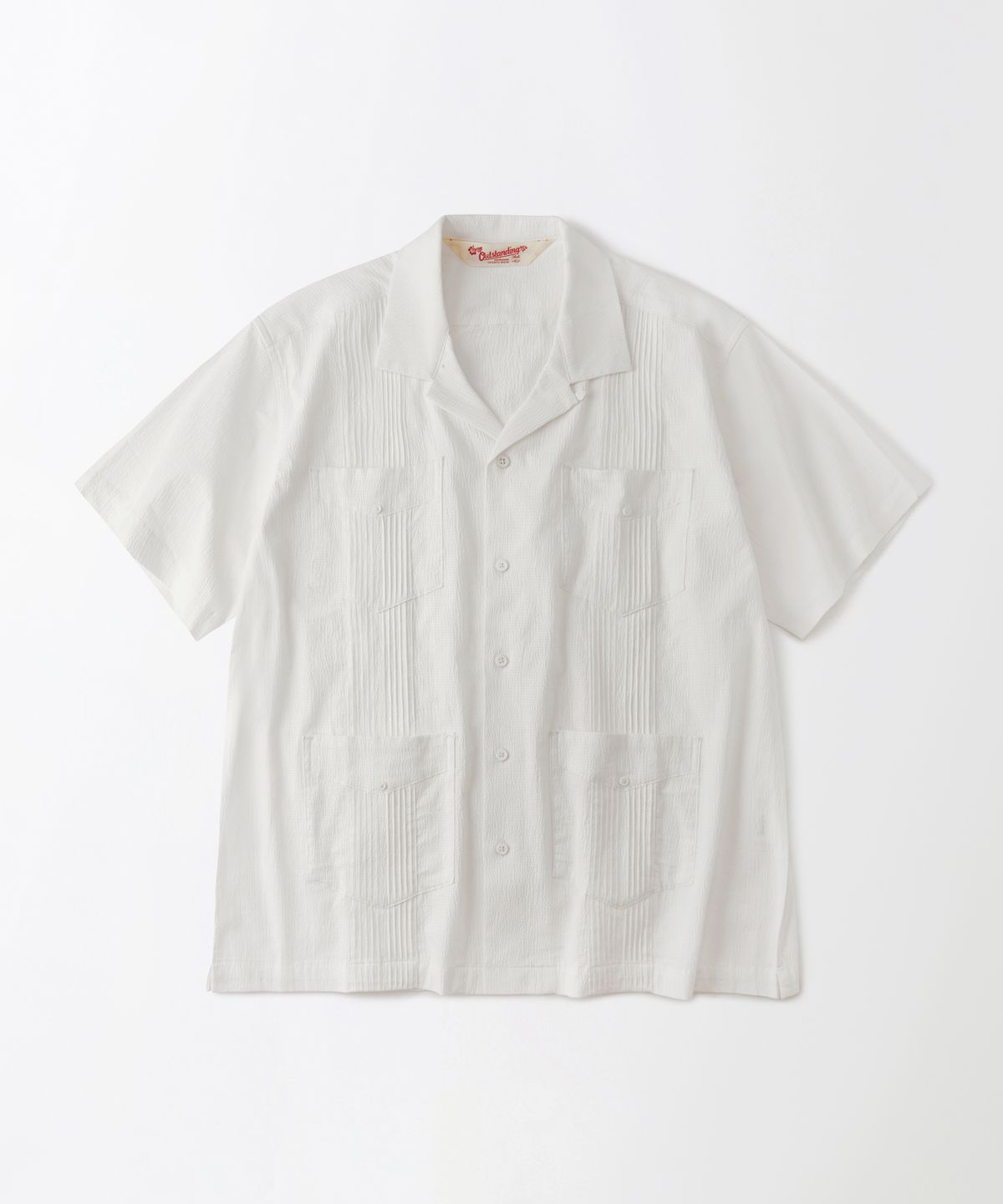 아웃스탠딩(OUTSTANDING) SEERSUCKER GUAYABERA CUBA HALF SHIRT_OFF WHITE