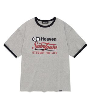 SP 온 해븐 링거 배색 티셔츠-멜란지그레이