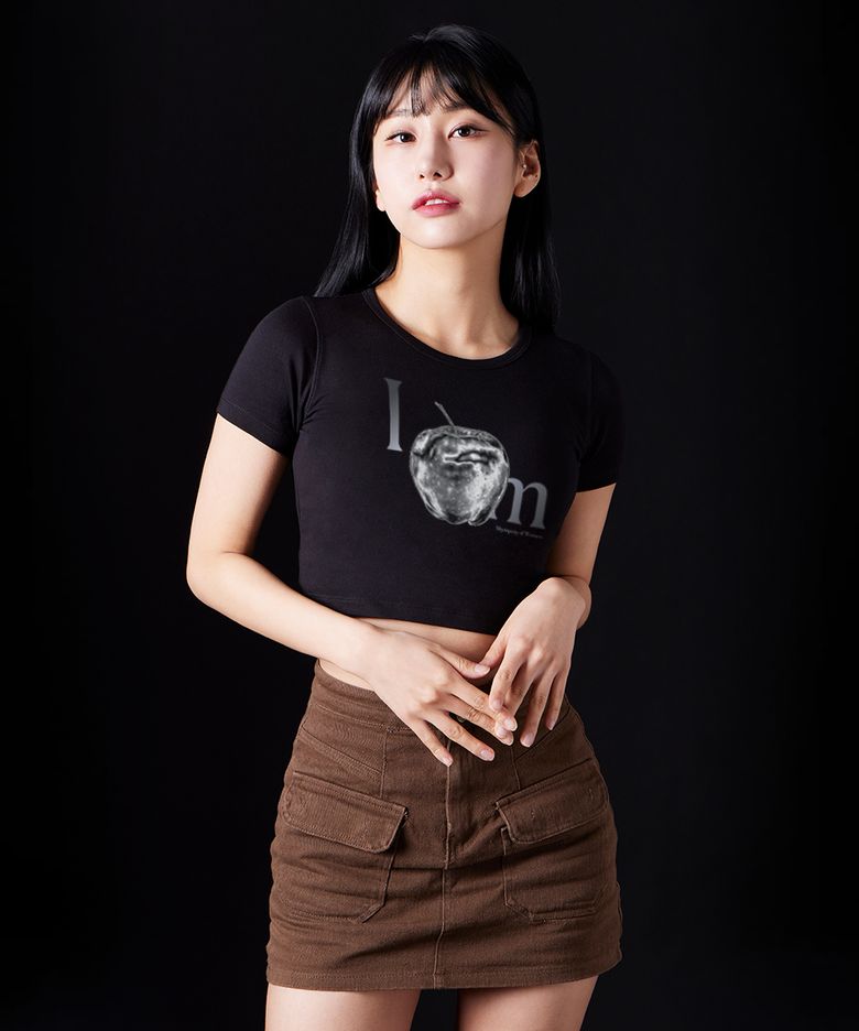 애플 수피마 스판 크롭티_블랙