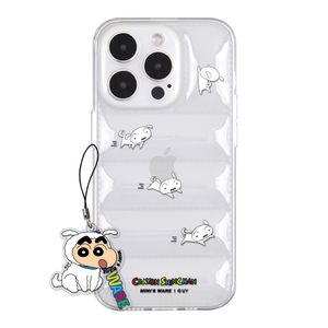 [아이폰16추가] Crayon Shin-Chan Running Padding Case_White puppy