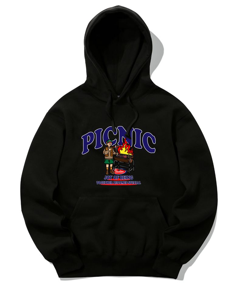PICNIC BARBEQUE GRAPHIC 후드티 - 블랙