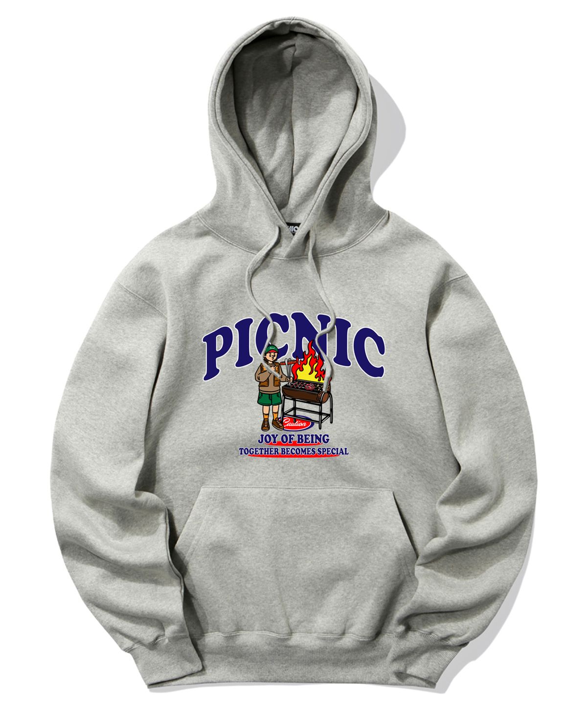 트립션(TRIPSHION) PICNIC BARBEQUE GRAPHIC 후드티 - 그레이