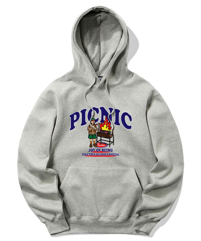 PICNIC BARBEQUE GRAPHIC 후드티 - 그레이