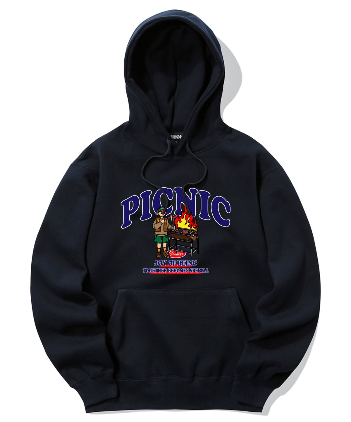 트립션(TRIPSHION) PICNIC BARBEQUE GRAPHIC 후드티 - 네이비