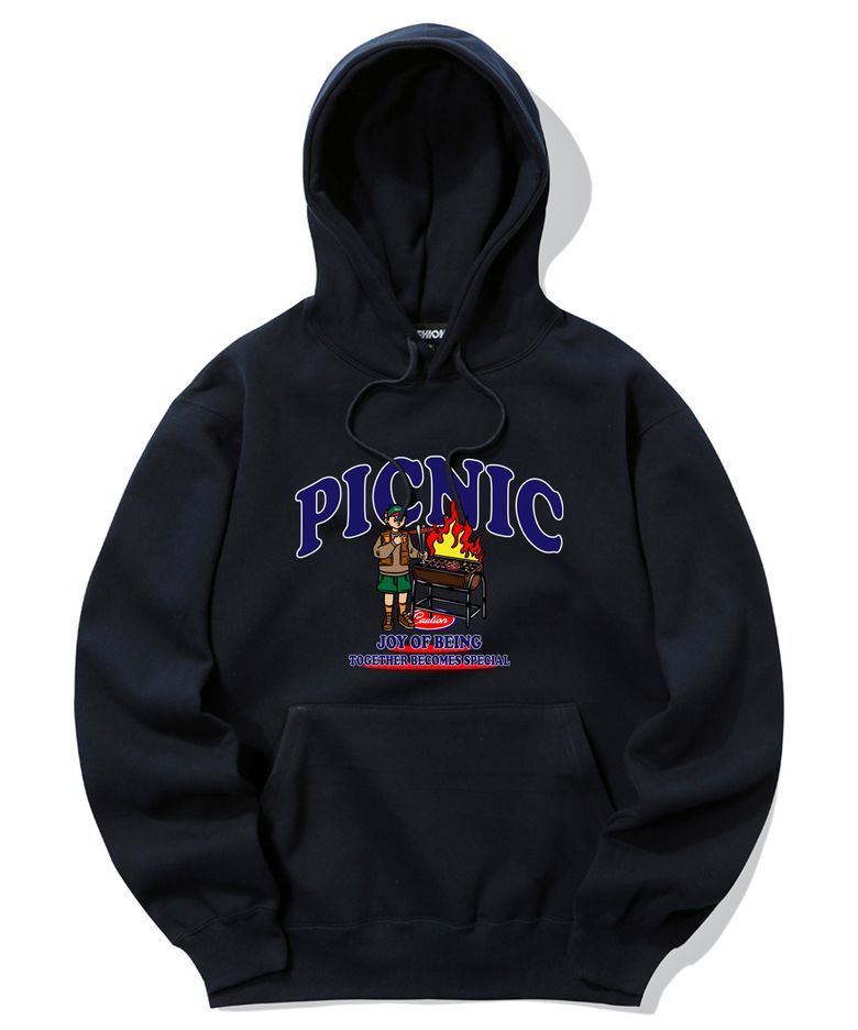 PICNIC BARBEQUE GRAPHIC 후드티 - 네이비
