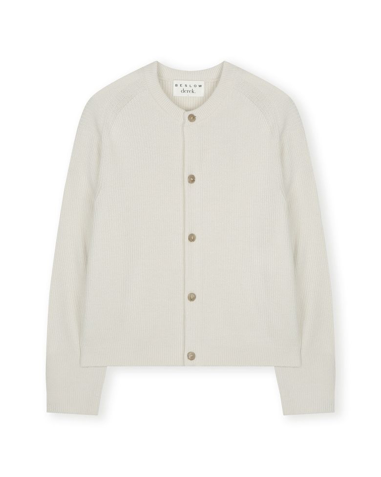 [비슬로우X데릭]CREW NECK SHORT CARDIGAN IVORY