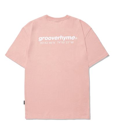 그루브라임(GROOVE RHYME) 유니) C100 18수싱글 - LOCATION 티셔츠 (레귤러핏)(24년) (라이트핑크) [LRAMCTR702P]