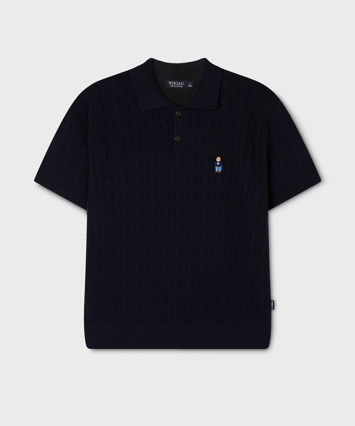 후아유(WHO.A.U) Steve Collar Cable Short Sleeve Sweater/WHKAG2424U