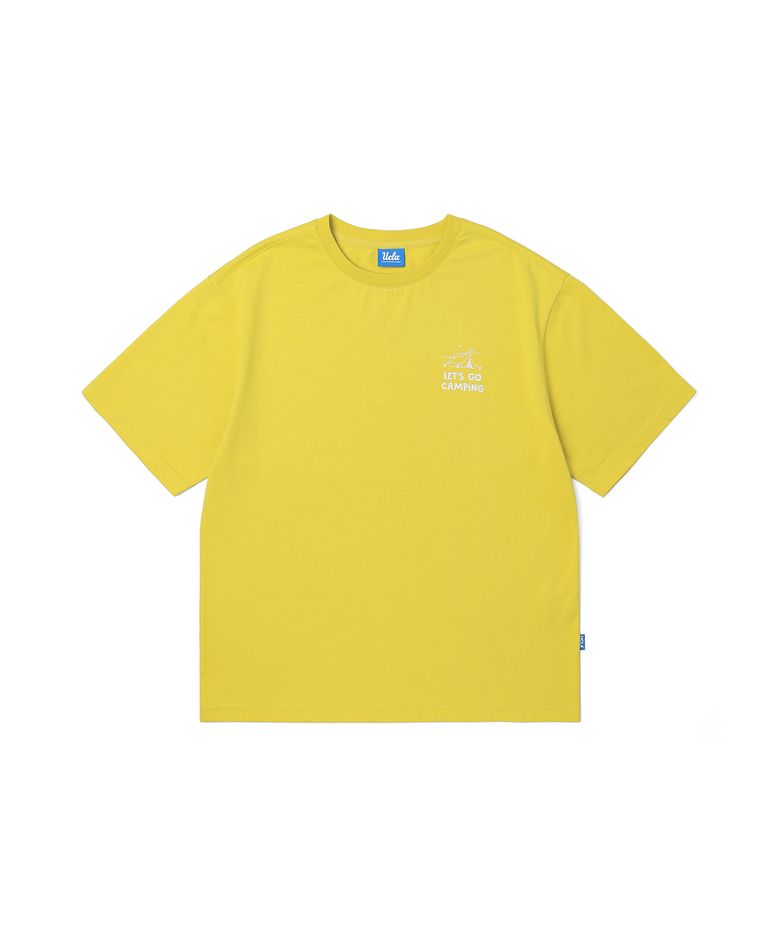 남녀공용 캠핑 드로잉 반소매 티셔츠[OLIVE GREEN](UA5ST81_69)