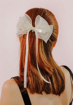 리본 시스루 헤어핀 (아이보리)