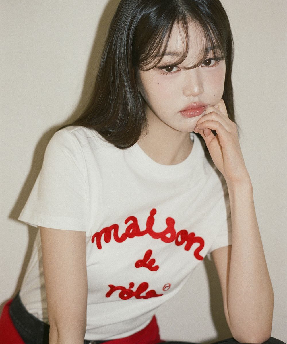 [장원영 pick] MAISON DE ROLA EMBROIDERY T-SHIRT WHITE