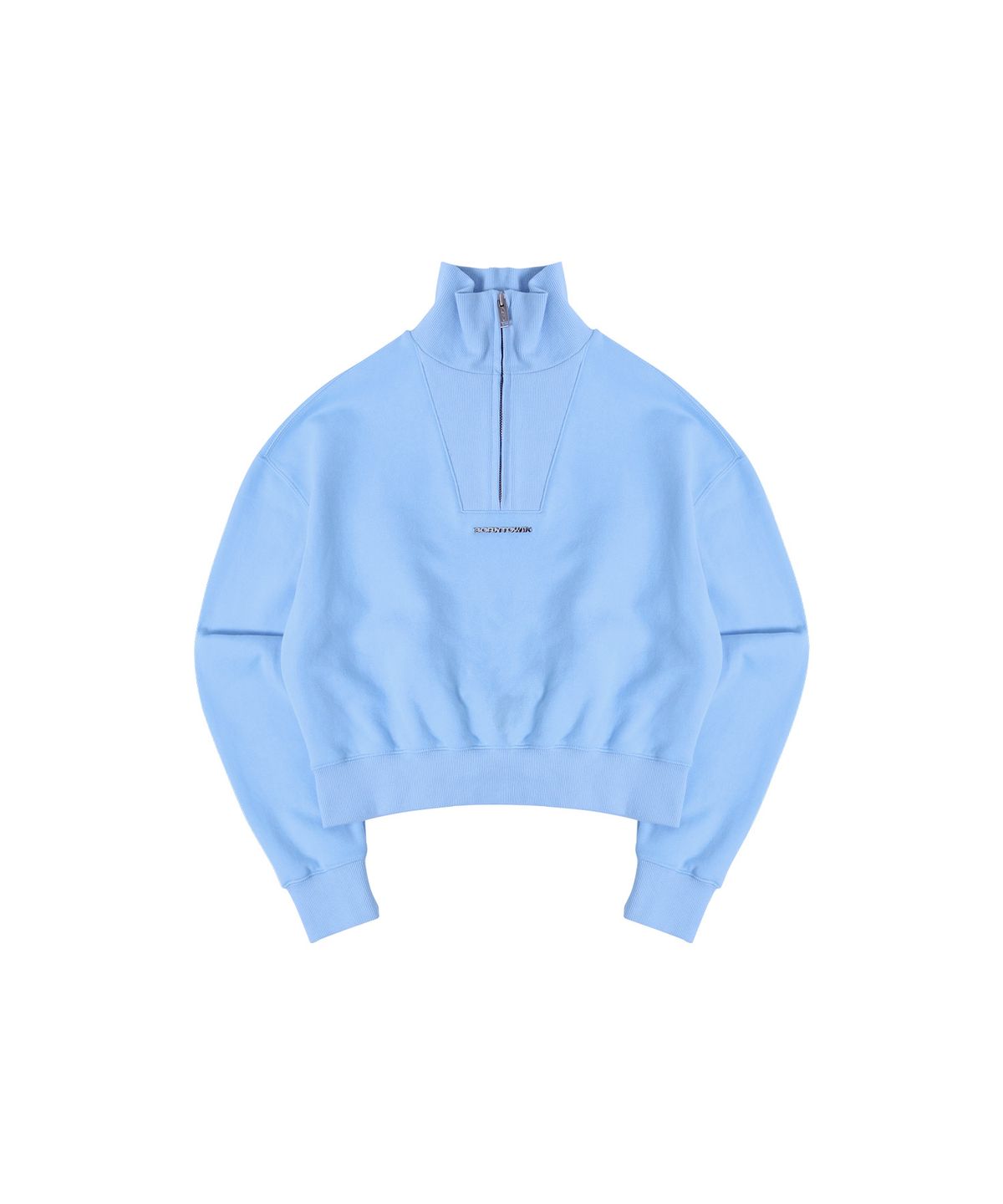 본투윈(BORN TO WIN) RIB MIX CROP HALF ZIP-UP [SKY BLUE]