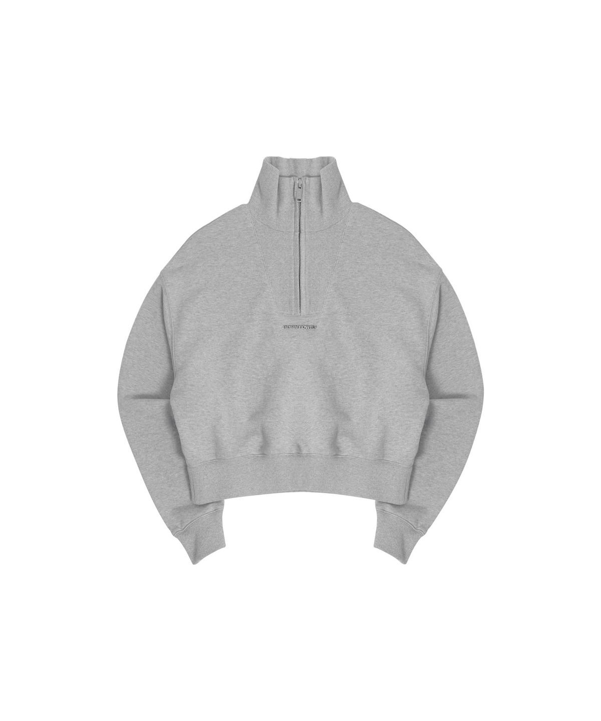 본투윈(BORN TO WIN) RIB MIX CROP HALF ZIP-UP [MELANGE GREY]