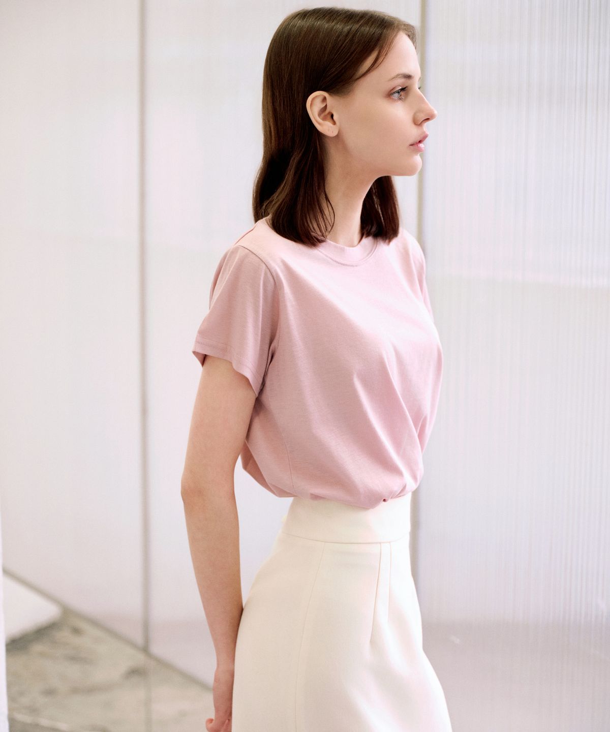 랭5(LANG5) [ILA] SILKET T-SHIRT [일라] 실켓 티셔츠_핑크
