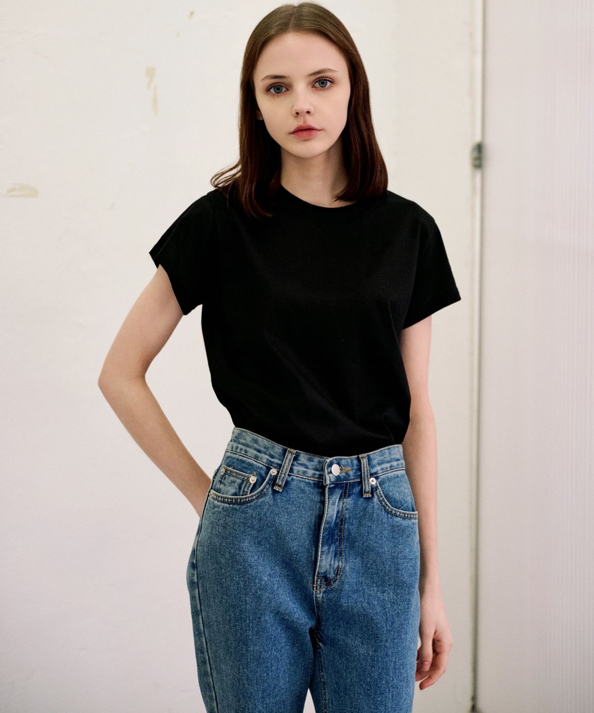 랭5(LANG5) [ILA] SILKET T-SHIRT [일라] 실켓 티셔츠_블랙