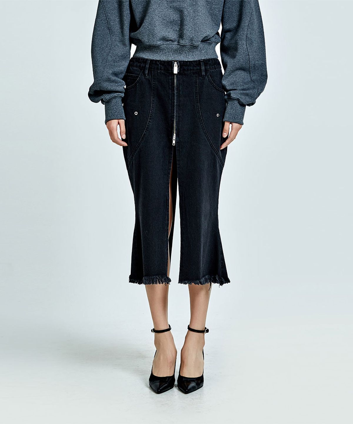 51퍼센트 포 우먼(51PERCENT FOR WOMAN) Tunnel Lining Mid Skirt - Black(woman)