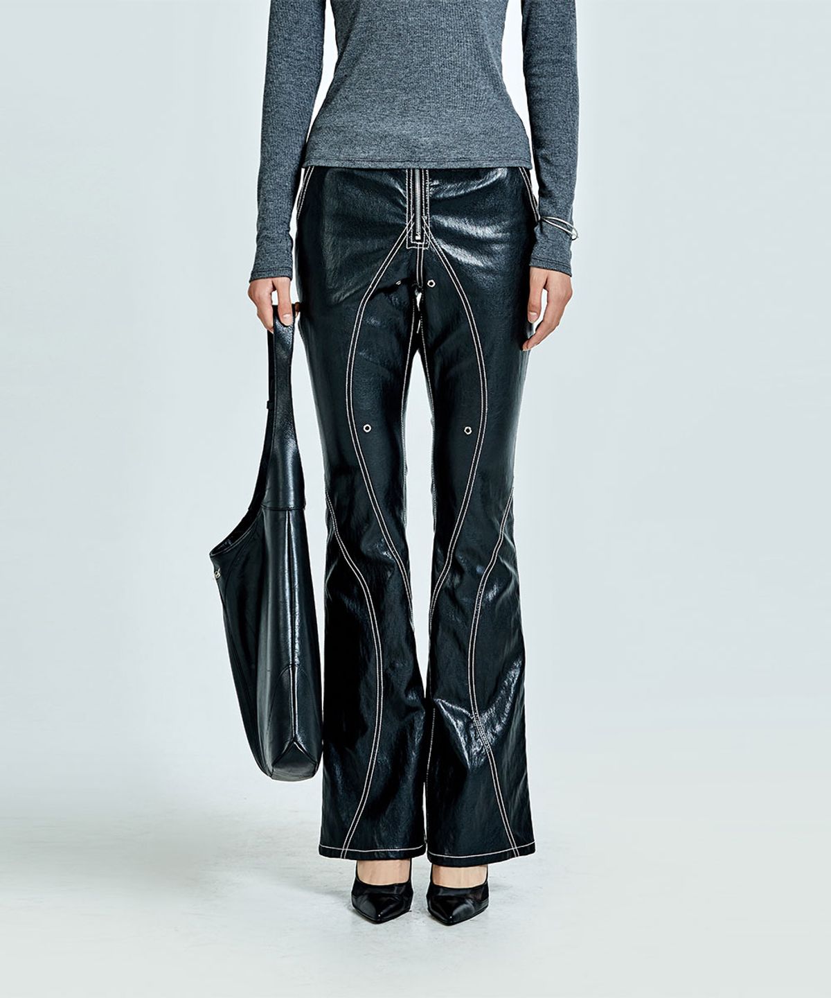 51퍼센트 포 우먼(51PERCENT FOR WOMAN) Bootcut Tunnel Linning Trouser Leather - Black(woman)