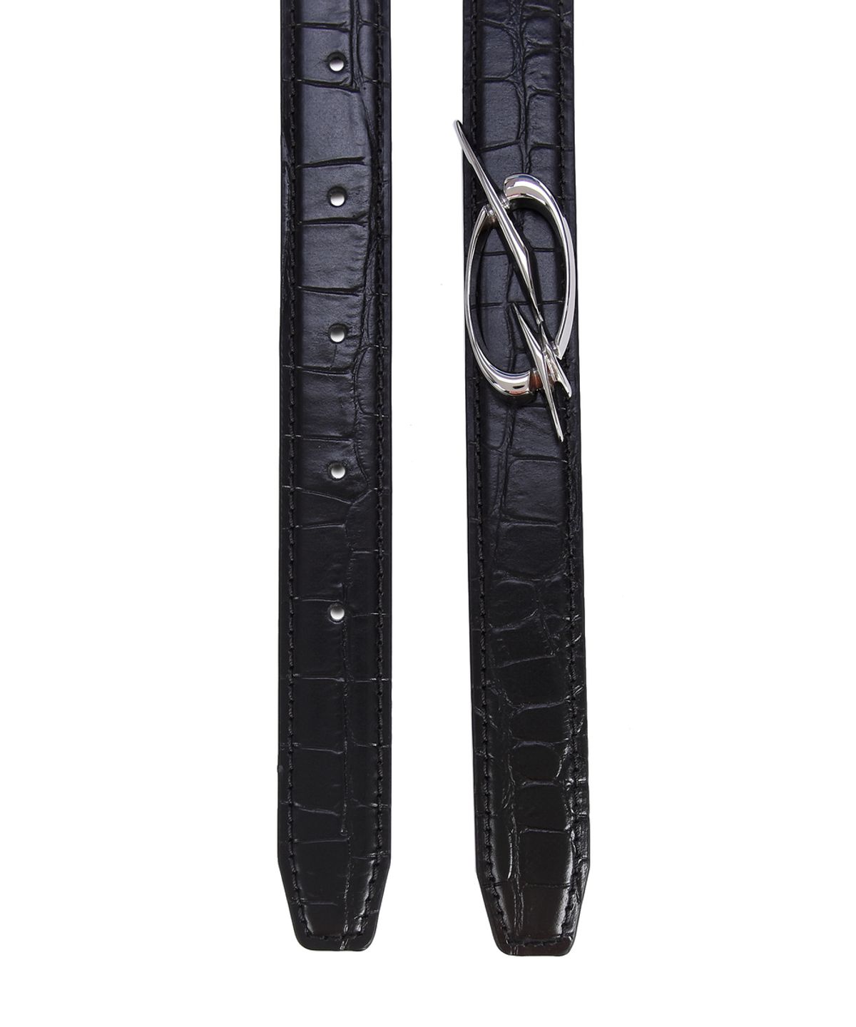 51퍼센트 포 우먼(51PERCENT FOR WOMAN) Woman Crocodile Logo Belt - Black