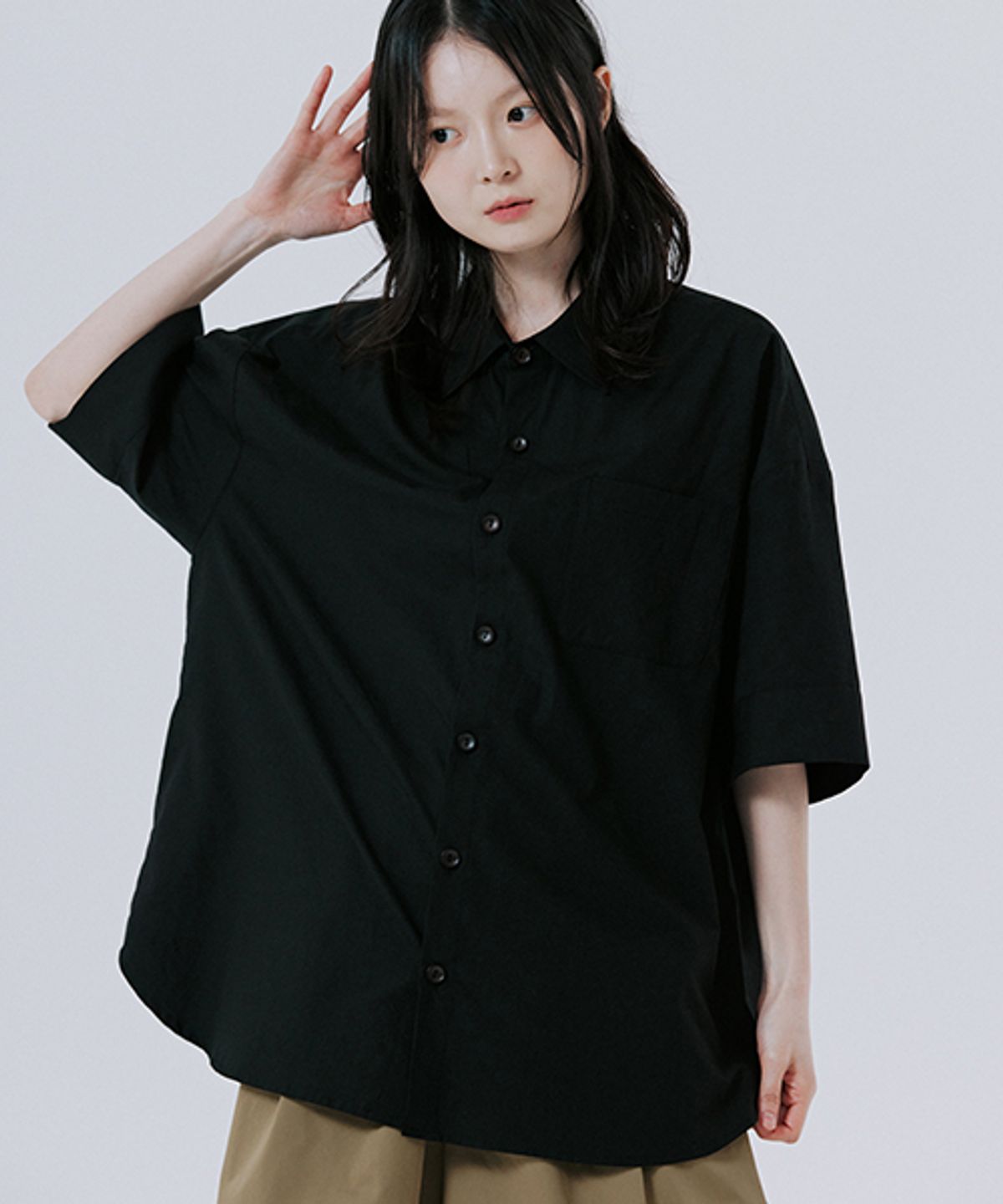 말렌(MALEN) 유니섹스 커프스 셔츠 블랙