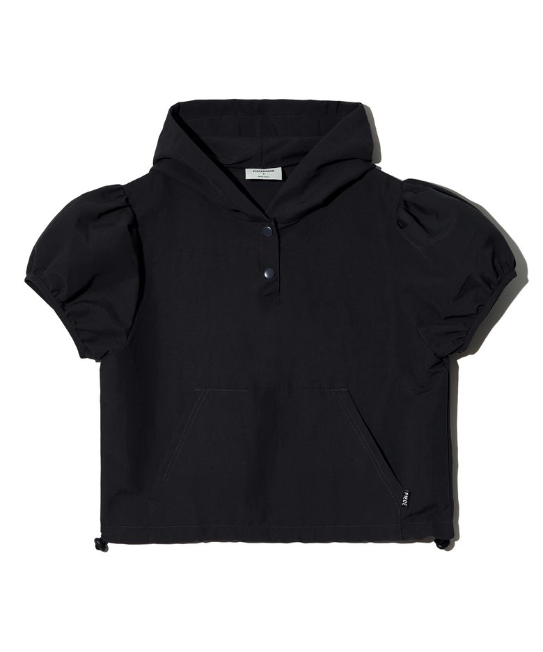 NYLON PUFF SLEEVE HOODIE (BLACK)