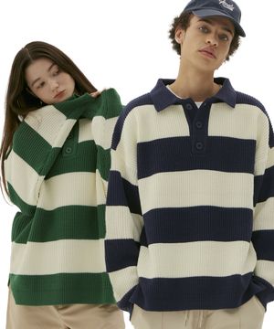 [2PACK]커플 볼드 하찌 카라 니트