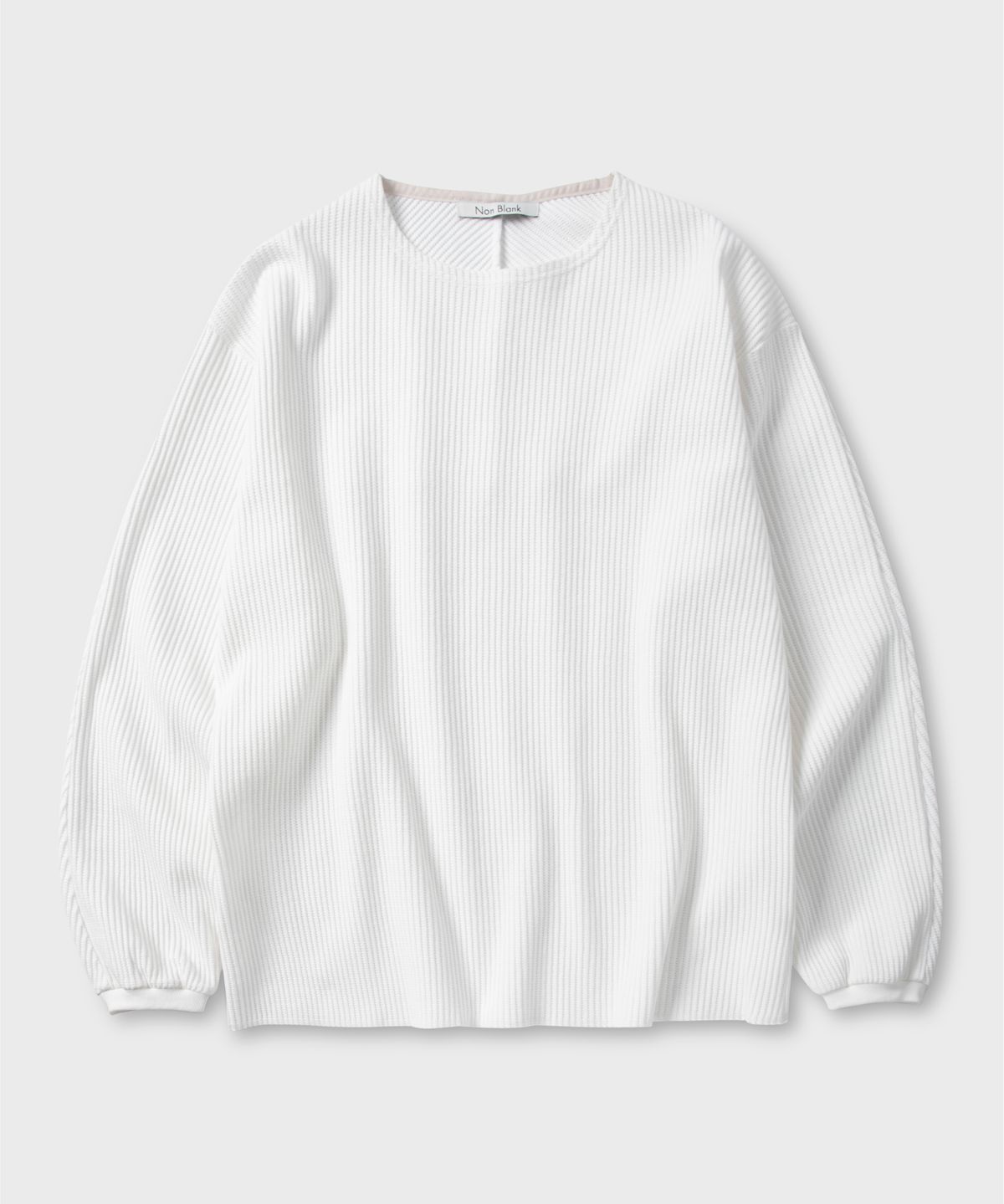 넌블랭크(NONBLANK) 와플 보트넥 티셔츠_WHITE