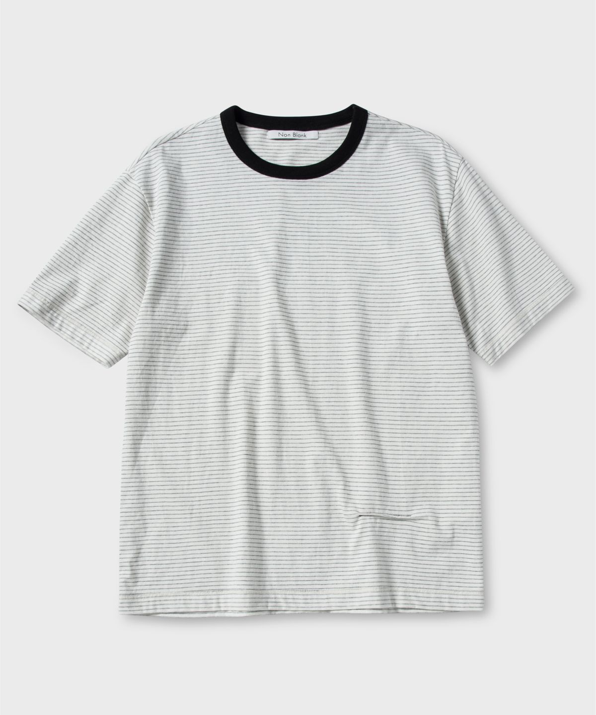 넌블랭크(NONBLANK) [여름]스트라이프 하프 티셔츠_MELANGE GREY