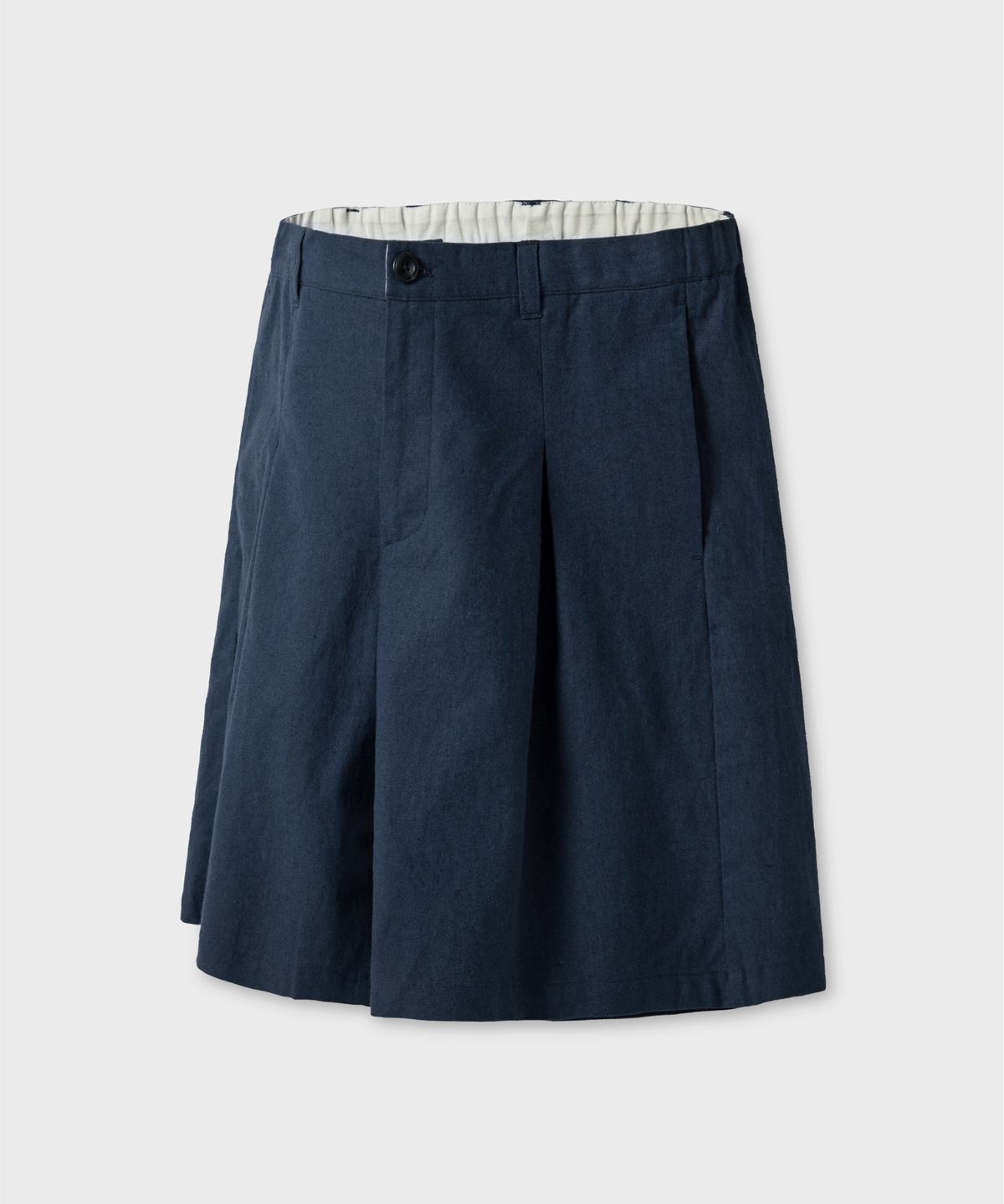 넌블랭크(NONBLANK) 와이드 핏 린넨 하프 팬츠_BLUE NAVY