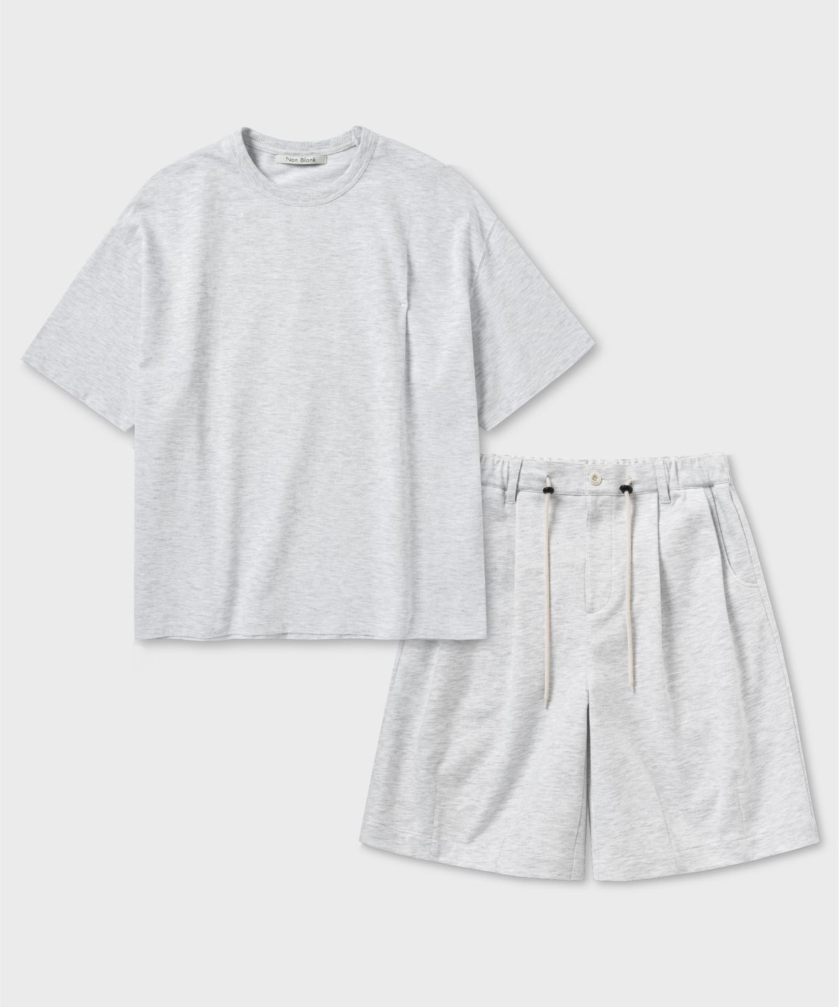 넌블랭크(NONBLANK) 플리츠 하프 셋업 세트_WHITE GREY