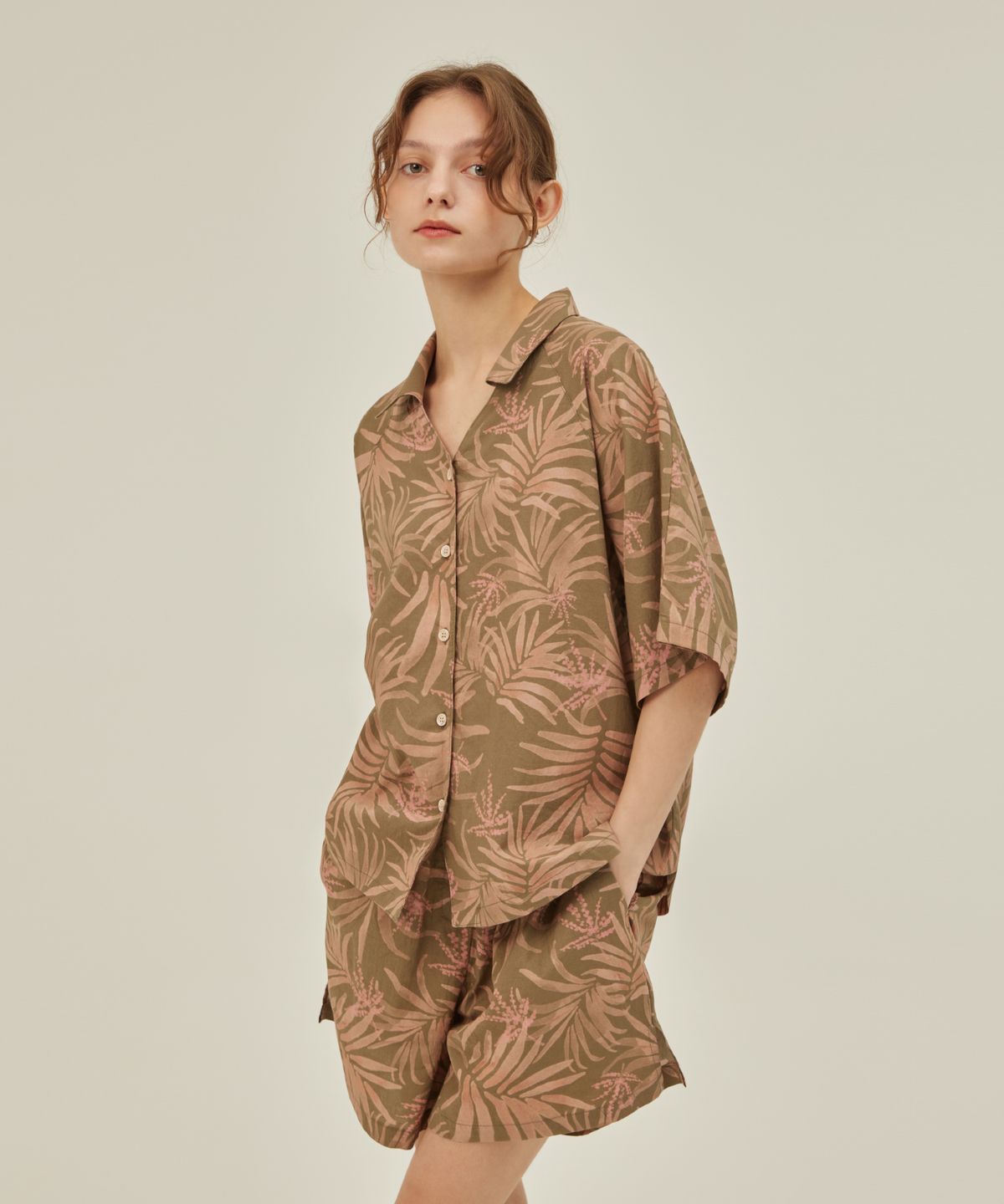 아템포(ATEMPO) BALI V-NECK PAJAMA SET_pink Sunset
