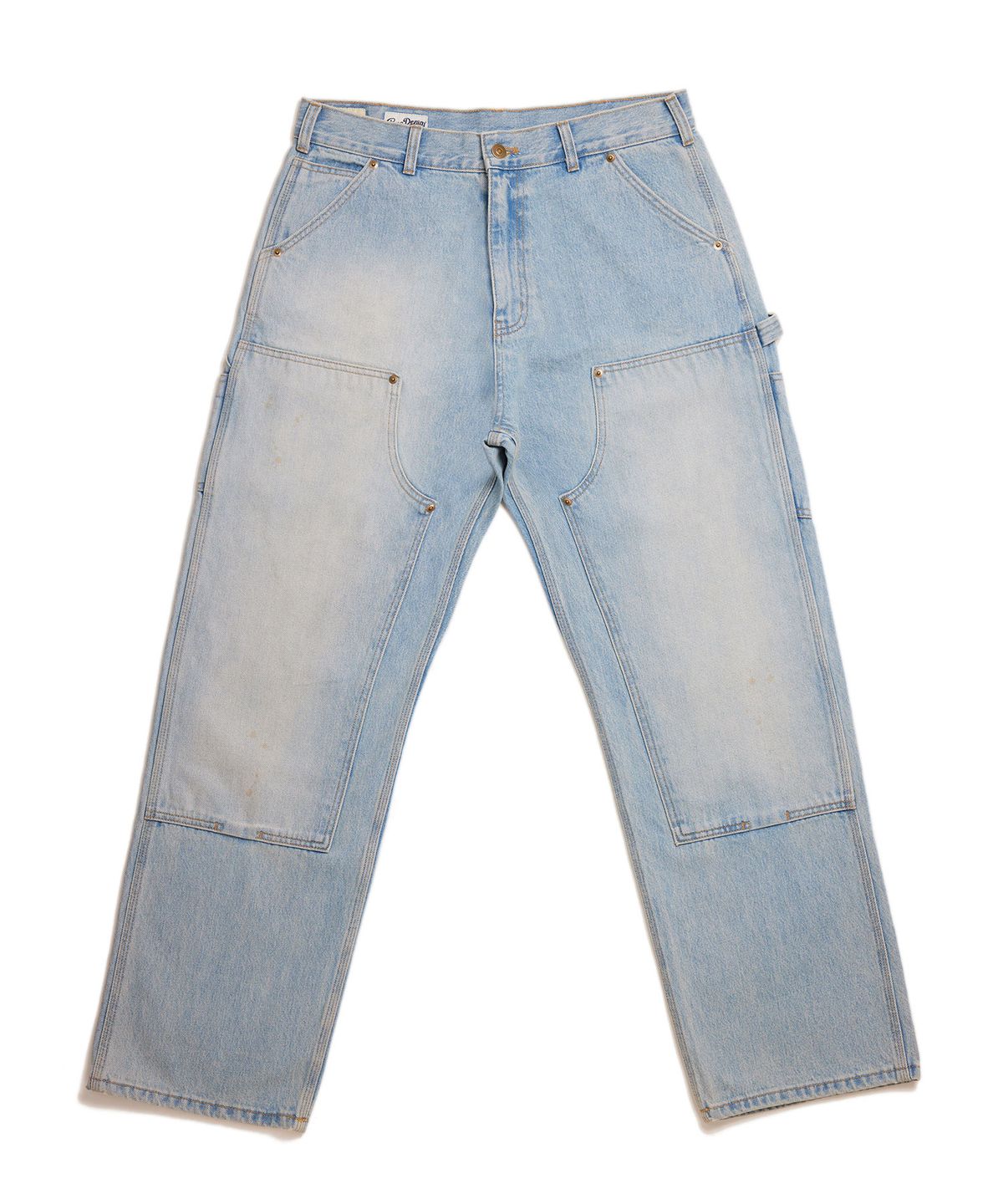 공백(GONGBAEK) Wide Denim Double Knee Pants_Aged L/Blue