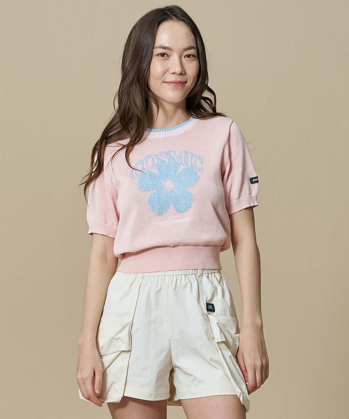 비비씨 어스(BBC EARTH) W 아트웍 반팔 스웨터_Light Pink