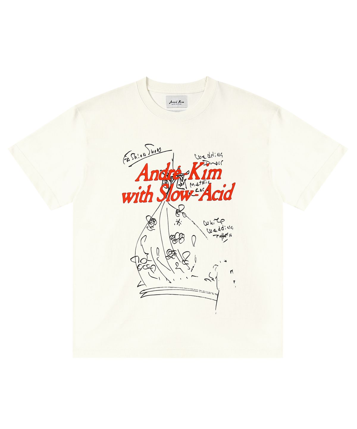 슬로우애시드(SLOWACID) 앙드레김 X 슬로우애시드 러프스케치 반팔티셔츠 [크림]
