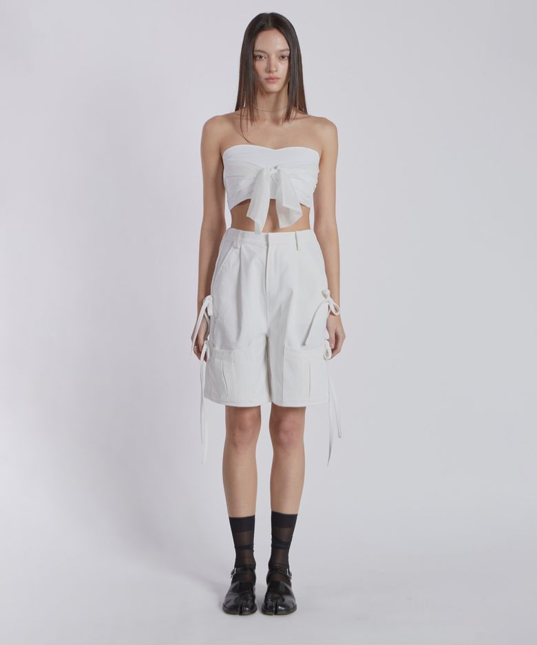STRAP POCKET BERMUDA PANTS[WHITE]