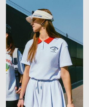 테리 크롭 폴로 카라 티셔츠 화이트(QP222TTS55)