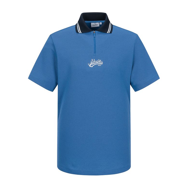 Half Zip-up Polo Shirts_Blue (Men)