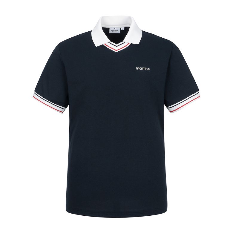 V Neck Polo Shirts_Navy (Men)