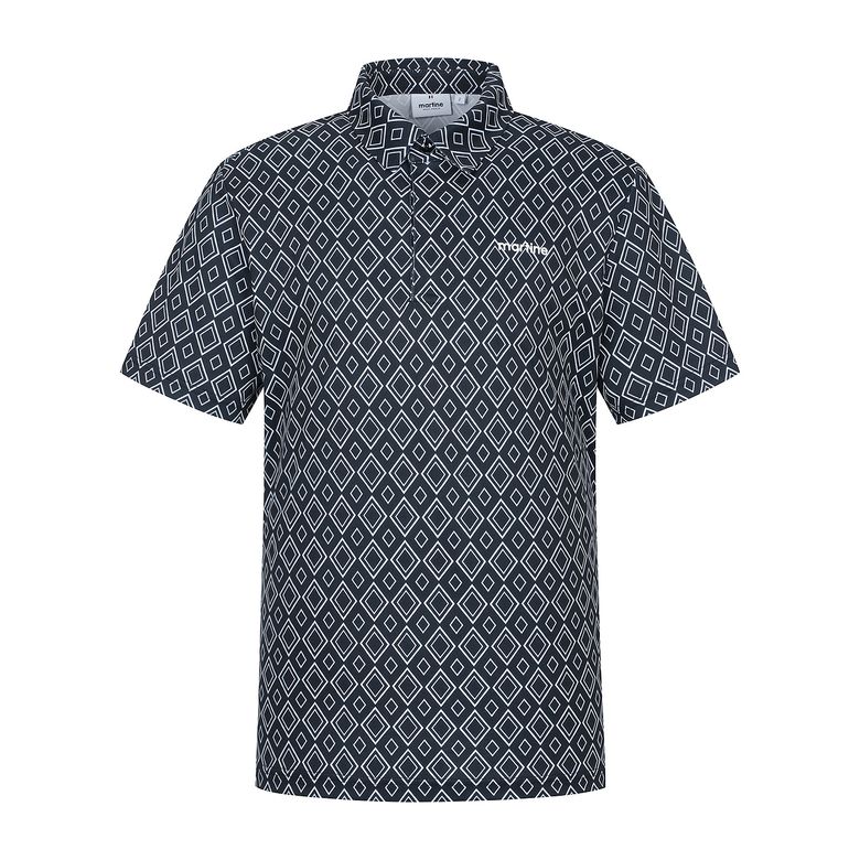 Argyle Print Slim Fit Shirts_Navy (Men)
