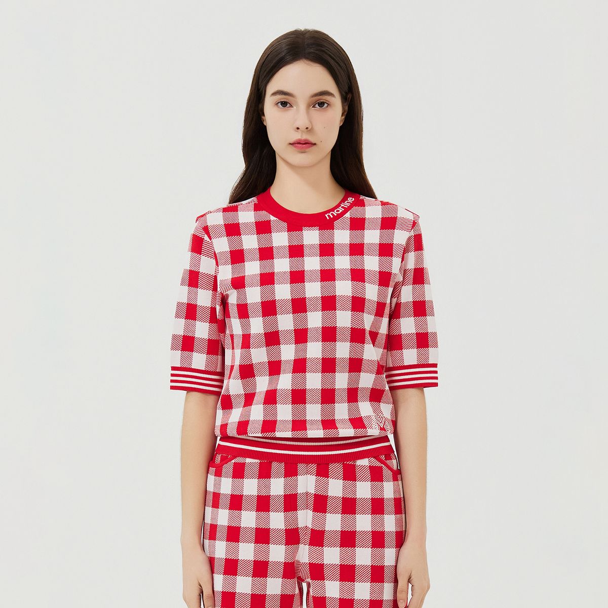 마틴골프(MARTINE GOLF) Check Jacquard Knit_Red