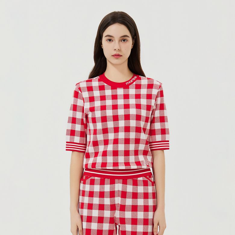Check Jacquard Knit_Red
