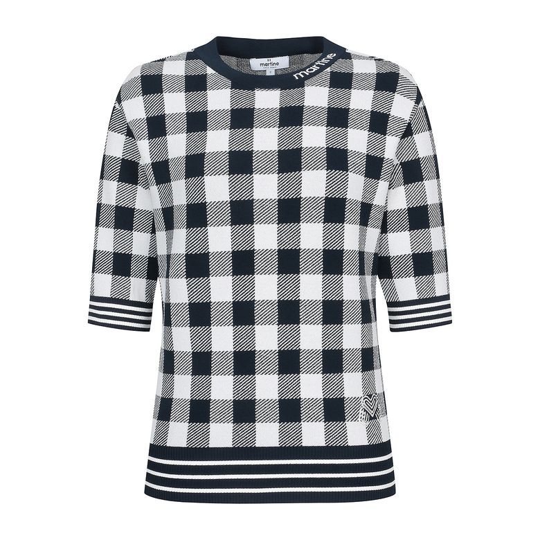 Check Jacquard Knit_Navy