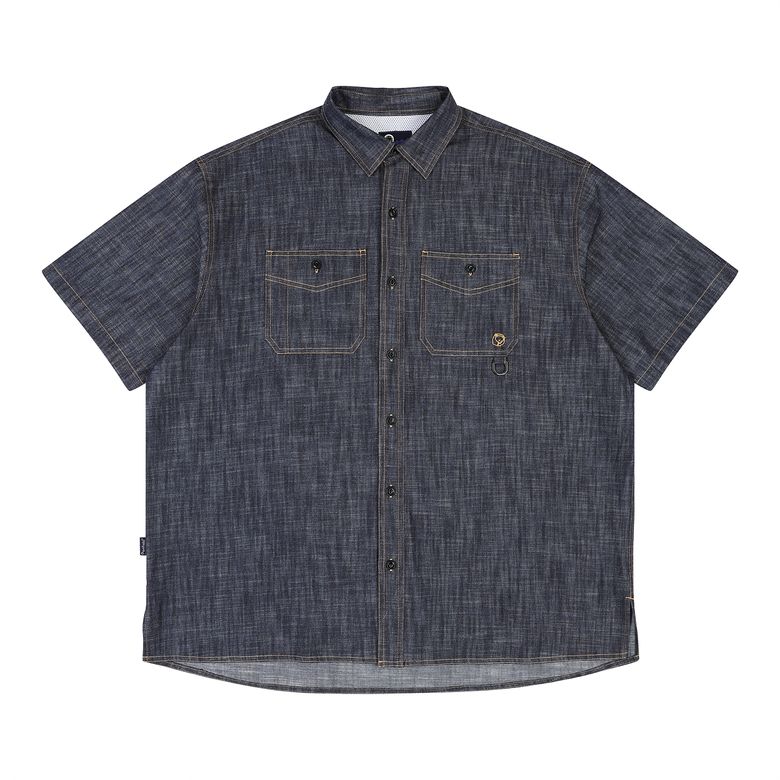 WASHED DENIM HALF SHIRT INDIGO_FQ2WR80U