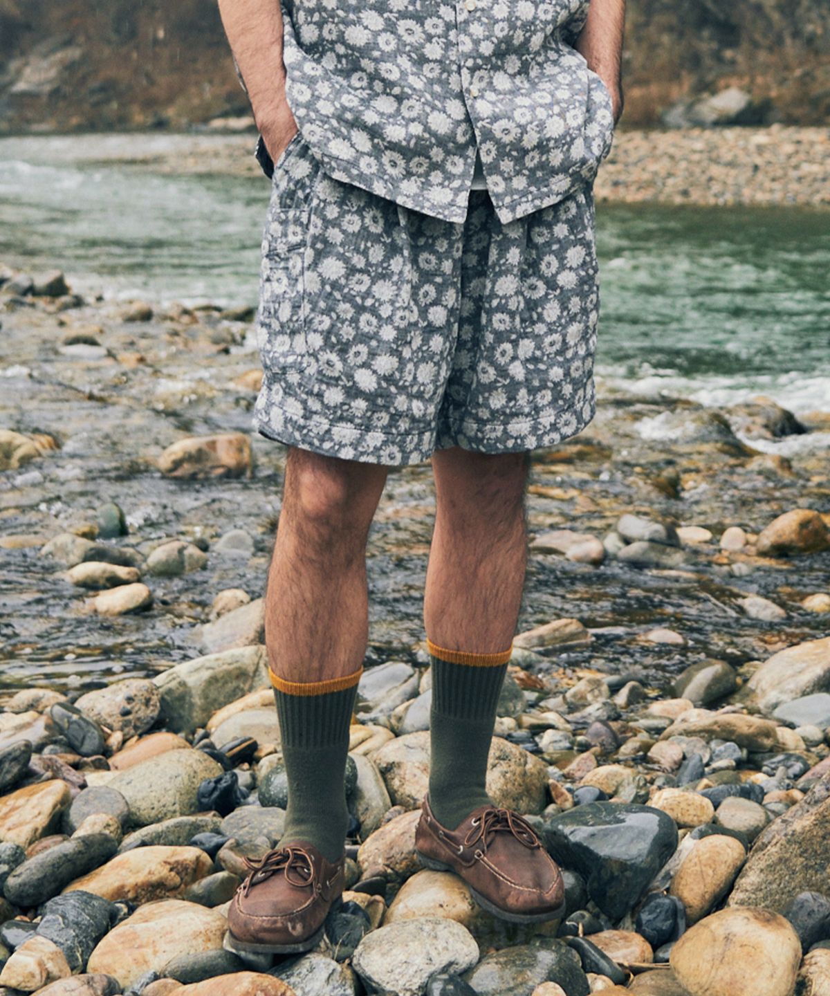 펜필드(PENFIELD) FLOWER JACQUARD RESORT SHORTS NAVY_FQ2WP23U