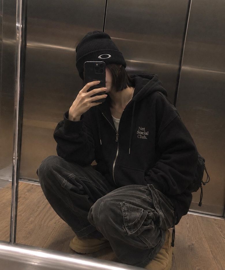 [기모선택] 스몰 로고 후드 집업 (블랙)