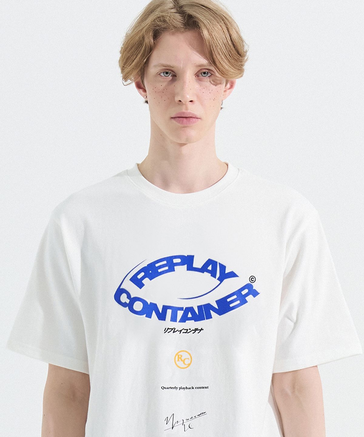 리플레이컨테이너(REPLAY CONTAINER) graphic half tee (blue)