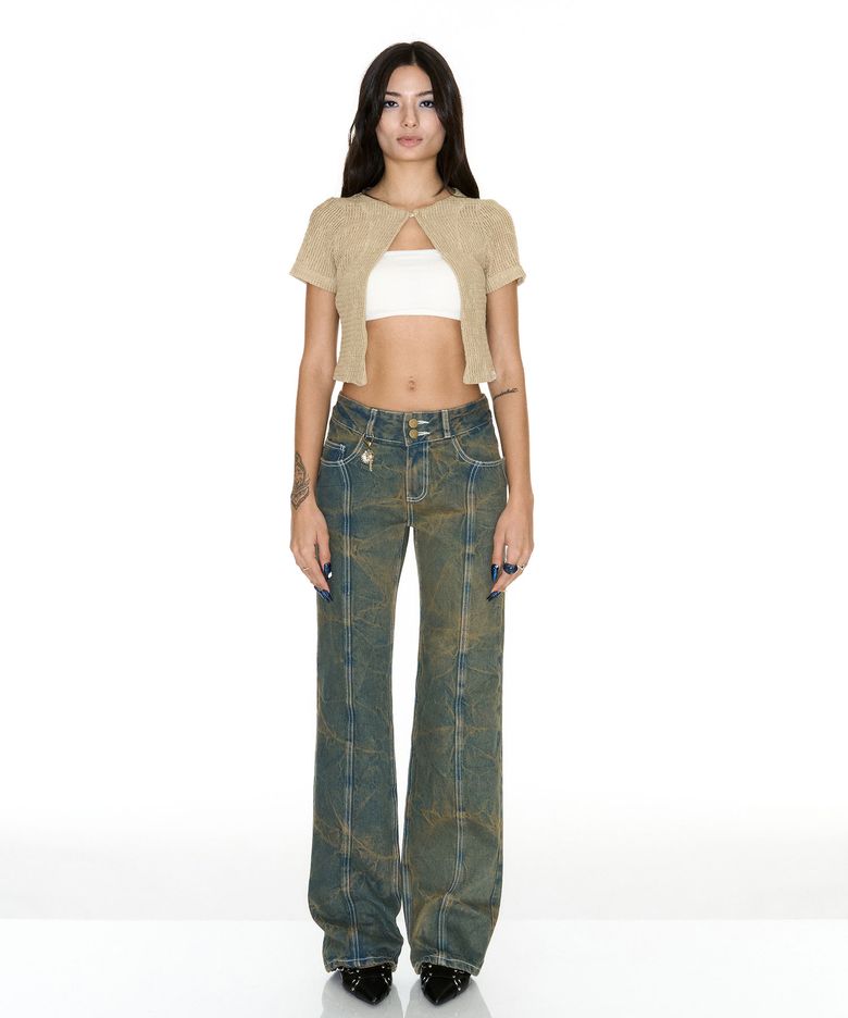 WAVE STRAIGHT JEANS WITH SEASHELL